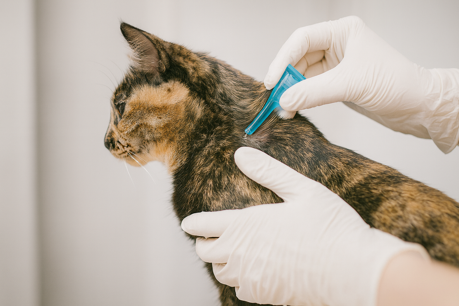 심장사상충 약을 바르는 고양이